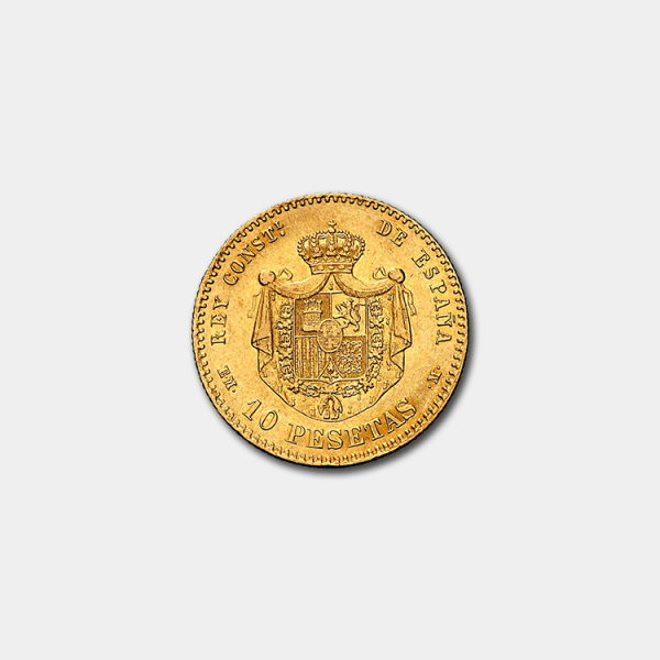 10 pesetas Alfonso XII Reverso