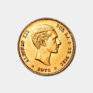 25 pesetas Alfonso XII Anverso