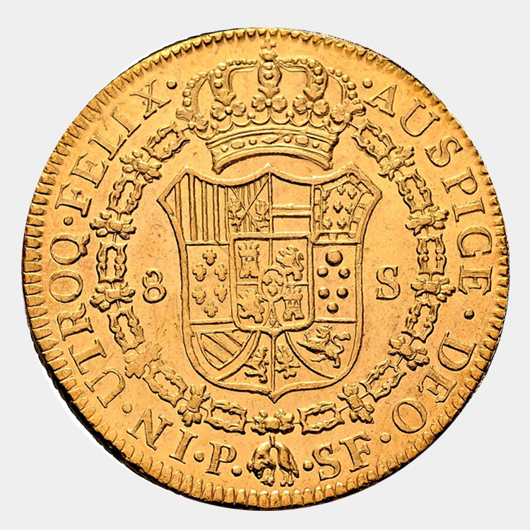 Moneda 8 escudos Carlos IIII